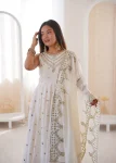 FANCY ROMAN SILK EMBROIDERY SEQUENCE WORK GOWN BOTTOM WITH DUPATTA WEDDING WEAR WHOLESALE PRICE ETHNIC GARMENT (9)