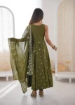 FANCY ROMAN SILK EMBROIDERY SEQUENCE WORK GOWN BOTTOM WITH DUPATTA WEDDING WEAR WHOLESALE PRICE ETHNIC GARMENT (3)