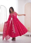 FANCY ROMAN SILK EMBROIDERY SEQUENCE WORK GOWN BOTTOM WITH DUPATTA WEDDING WEAR WHOLESALE PRICE ETHNIC GARMENT (2)