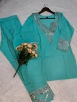 FANCY SHIMMER SILK EMBROIDERY SEQUENCE WORK TOP PENT SET FESTIVE WEAR WHOLESALE PRICE ETHNIC GARMENT (10)
