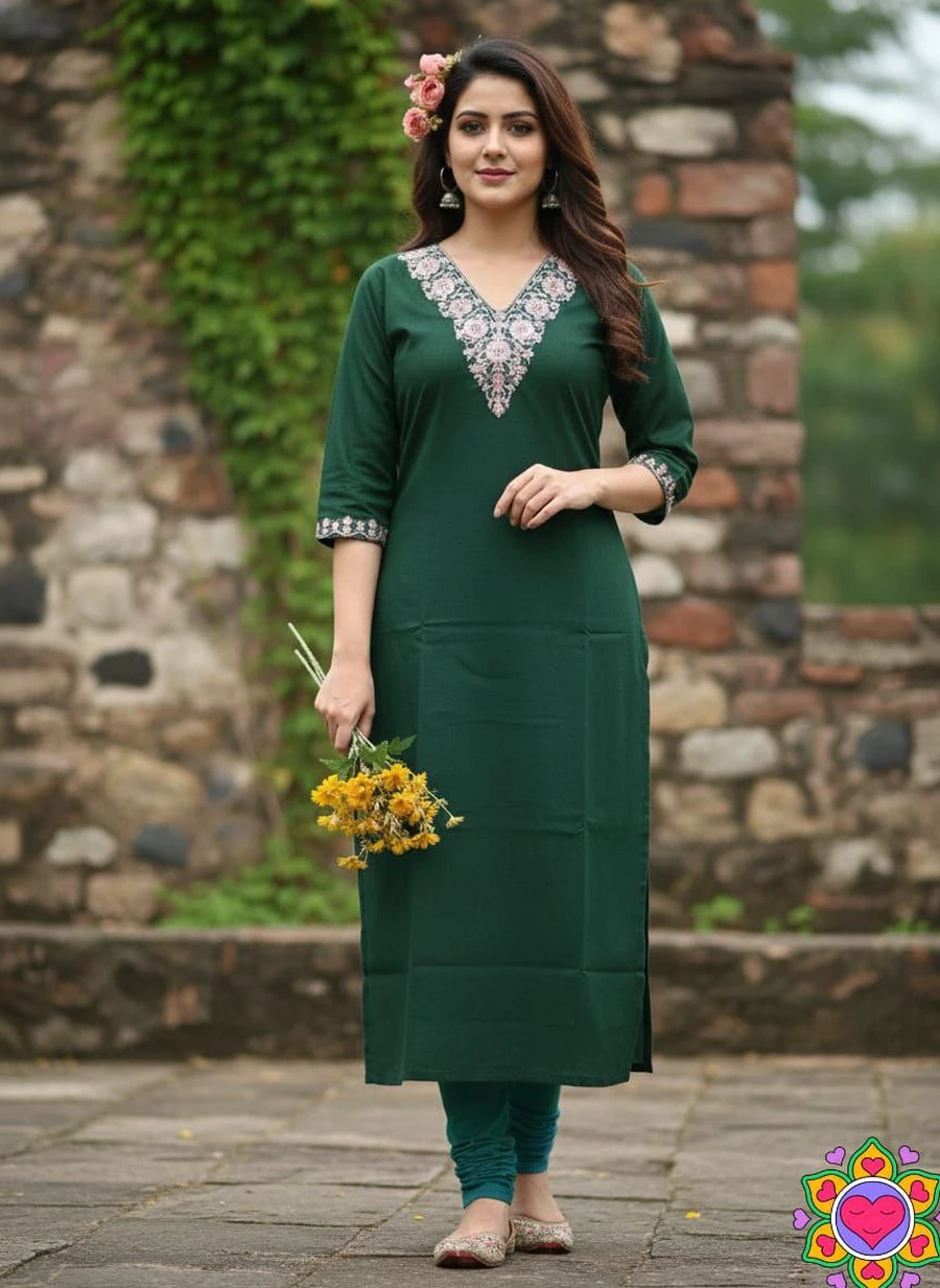 FANCY SLUB COTTON CODING DORI EMBROIDERY WORK ONLY KURTI DAILY WEAR WHOLESALE PRICE ETHNIC GARMENT (8)
