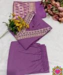 FANCY SLUB COTTON CUT PASTE EMBROIDERY WORK TOP BOTTOM WITH DUPATTA FESTIVE WEAR WHOLESALE PRICE ETHNIC GARMENT (21)