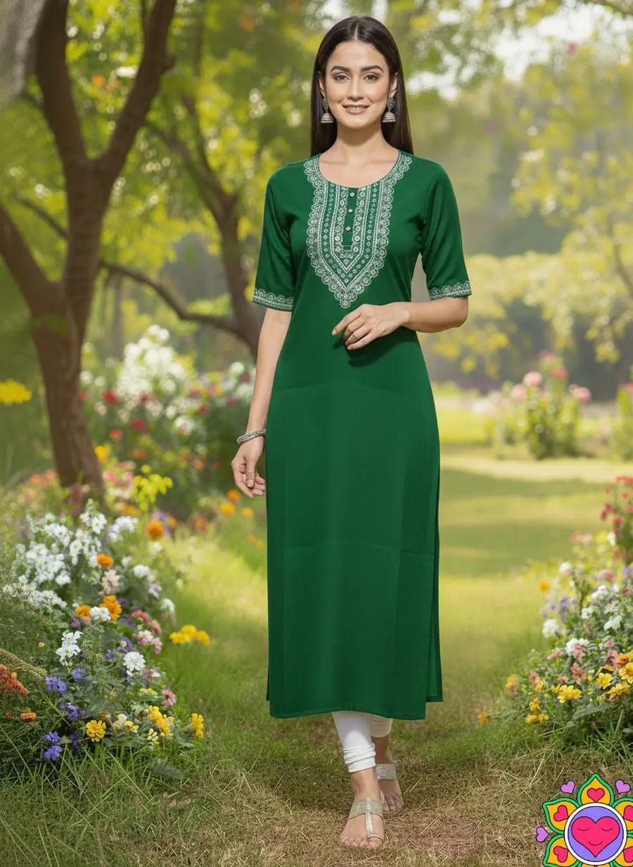 FANCY SLUB COTTON EMBROIDERY 3 MM SEQUENCE WORK ONLY KURTI FESTIVE WEAR WHOLESALE PRICE ETHNIC GARMENT (1)