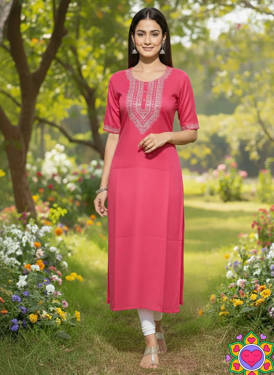 FANCY SLUB COTTON EMBROIDERY 3 MM SEQUENCE WORK ONLY KURTI FESTIVE WEAR WHOLESALE PRICE ETHNIC GARMENT (6)