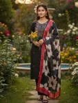 FANCY SLUB COTTON PRINT WORK TOP BOTTOM WITH DUPATTA FESTIVE WEAR WHOLESALE PRICE ETHNIC GARMENT (10)