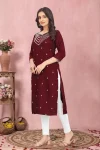 FANCY TESLA COTTON EMBROIDERY WORK KURTI FESTIVE WEAR WHOLESALE PRICE ETHNIC GARMENT (18)