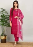 FANCY VETICAN EMBROIDERY WORK TOP BOTTOM WITH DUPATTA PINK