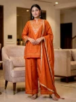 FANCY VICHITRA SILK EMBROIDERY SEQUENCE WORK AND GOTA PATTI WORK TOP BOTTOM WITH DUPATTA FESTIVE WEAR WHOLESALE PRICE ETHNIC GARMENT (3)