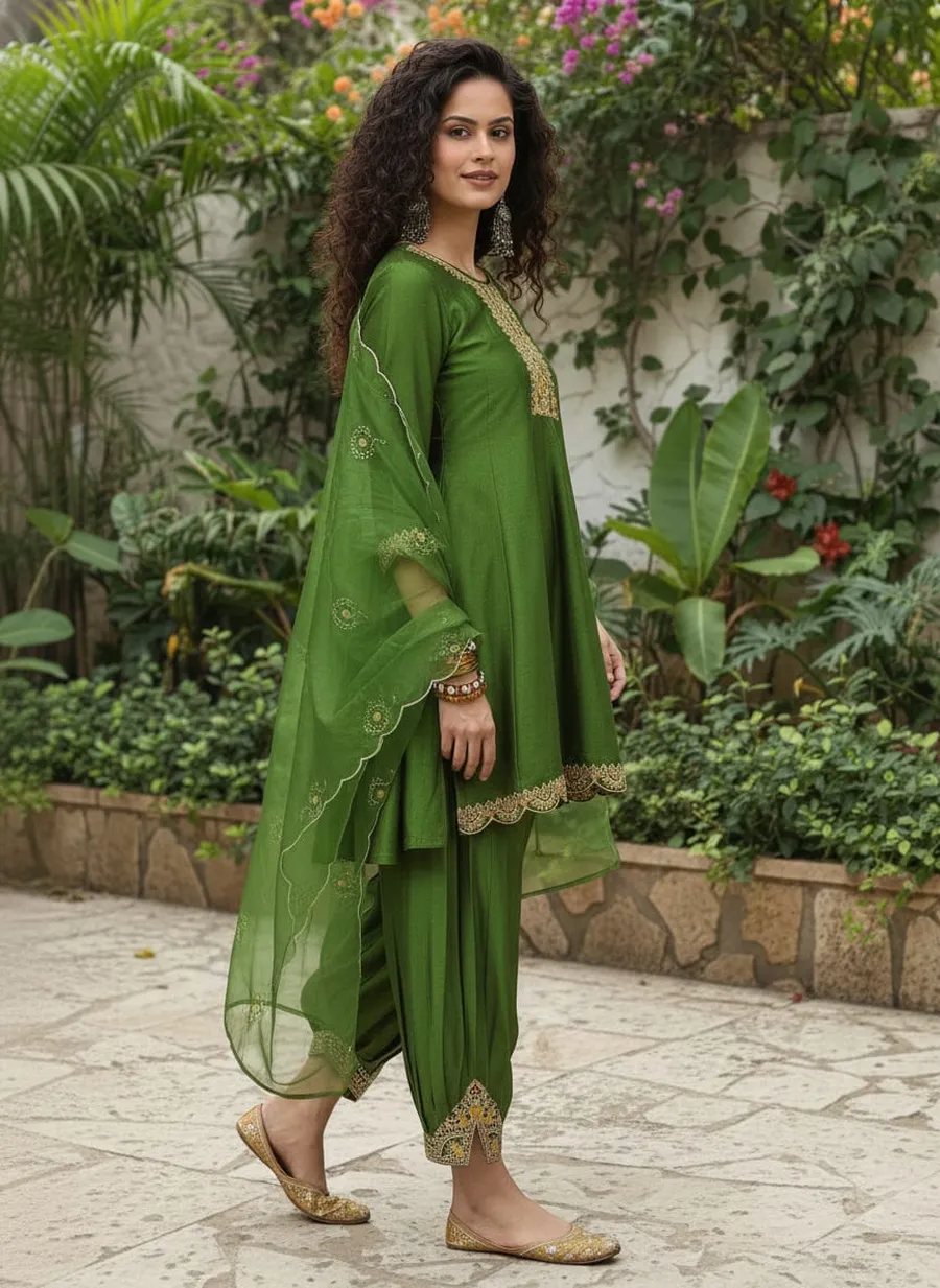 FANCY VICHITRA SILK EMBROIDERY WORK TOP DHOTI PENT WITH DUPATTA FESTIVE WEAR WHOLESALE PRICE ETHNIC GARMENT (7)