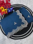 FANCY VICHITRA SILK SEQUENCE EMBROIDERED CONTRAST PALLU WORK SAREE WITH UNSTITCHED BLOUSE WEDDING WEAR WHOLESALE PRICE ETHNIC GARMENT (9)