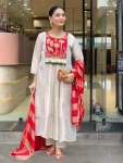 FANCY VISCOSE SILK SEQUENCE CODING EMBROIDERY WORK TOP BOTTOM WITH DUPATTA FESTIVE WEAR WHOLESALE PRICE ETHNIC GARMENT (8)