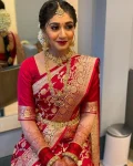 MODERN BANARASI LICHI SILK JACQUARD WORK SAREE WITH UNSTITCHED BLOUSE RED