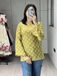 MODERN CAMBRIC COTTON FLORAL PRINTED WORK SHORT KURTI YELLOW