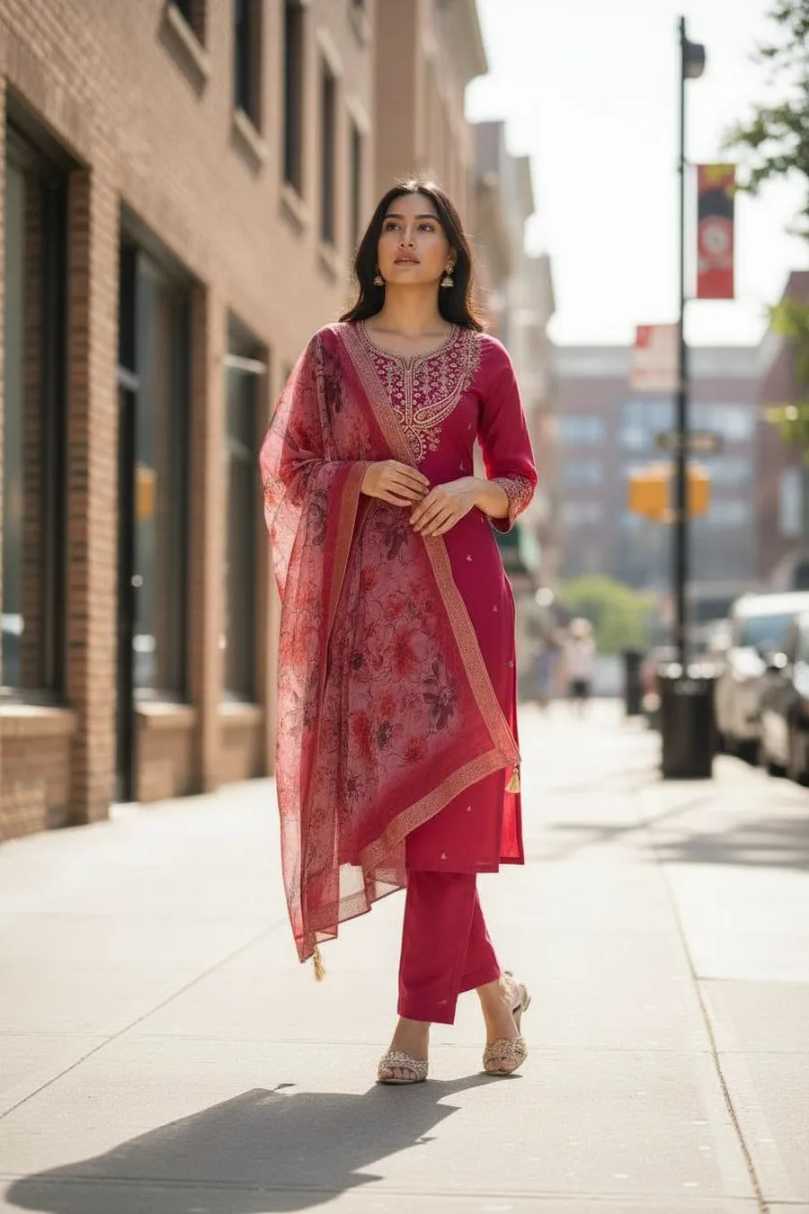 MODERN CHANDERI SEQUENCE CODING EMBROIDERY WORK TOP BOTTOM WITH DUPATTA FESTIVE WEAR WHOLESALE PRICE ETHNIC GARMENT (3)