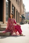 MODERN CHANDERI SEQUENCE CODING EMBROIDERY WORK TOP BOTTOM WITH DUPATTA FESTIVE WEAR WHOLESALE PRICE ETHNIC GARMENT (2)