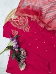 MODERN CHANDERI SEQUENCE CODING EMBROIDERY WORK TOP BOTTOM WITH DUPATTA FESTIVE WEAR WHOLESALE PRICE ETHNIC GARMENT (2)