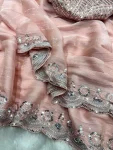 MODERN CHIFFON WEAVING ZARI LINE AND SEQUENCE MULTI CONTRAST PALLU EMBROIDERY WORK SAREE WITH UNSTITCHED BLOUSE FESTIVE WEAR WHOLESALE PRICE ETHNIC GARMENT (2)