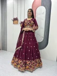 MODERN CHINON EMBROIDERY CODING THREAD WORK LEHENGA CHOLI WITH DUPATTA WEDDING WEAR WHOLESALE PRICE ETHNIC GARMENT (11)