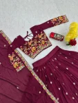 MODERN CHINON EMBROIDERY CODING THREAD WORK LEHENGA CHOLI WITH DUPATTA WEDDING WEAR WHOLESALE PRICE ETHNIC GARMENT (11)