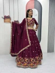 MODERN CHINON EMBROIDERY CODING THREAD WORK LEHENGA CHOLI WITH DUPATTA WEDDING WEAR WHOLESALE PRICE ETHNIC GARMENT (11)
