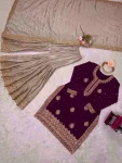MODERN CHINON SILK CODING & SEQUENCE WORK WITH PEARL WORK TOP SHARARA WITH DUPATTA FESTIVE WEAR WHOLESALE PRICE ETHNIC GARMENT (3)