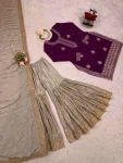 MODERN CHINON SILK CODING & SEQUENCE WORK WITH PEARL WORK TOP SHARARA WITH DUPATTA FESTIVE WEAR WHOLESALE PRICE ETHNIC GARMENT (3)