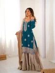 MODERN CHINON SILK CODING & SEQUENCE WORK WITH PEARL WORK TOP SHARARA WITH DUPATTA FESTIVE WEAR WHOLESALE PRICE ETHNIC GARMENT (6)