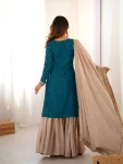 MODERN CHINON SILK CODING & SEQUENCE WORK WITH PEARL WORK TOP SHARARA WITH DUPATTA FESTIVE WEAR WHOLESALE PRICE ETHNIC GARMENT (6)
