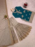 MODERN CHINON SILK CODING & SEQUENCE WORK WITH PEARL WORK TOP SHARARA WITH DUPATTA FESTIVE WEAR WHOLESALE PRICE ETHNIC GARMENT (6)