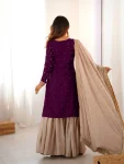 MODERN CHINON SILK CODING & SEQUENCE WORK WITH PEARL WORK TOP SHARARA WITH DUPATTA FESTIVE WEAR WHOLESALE PRICE ETHNIC GARMENT (3)