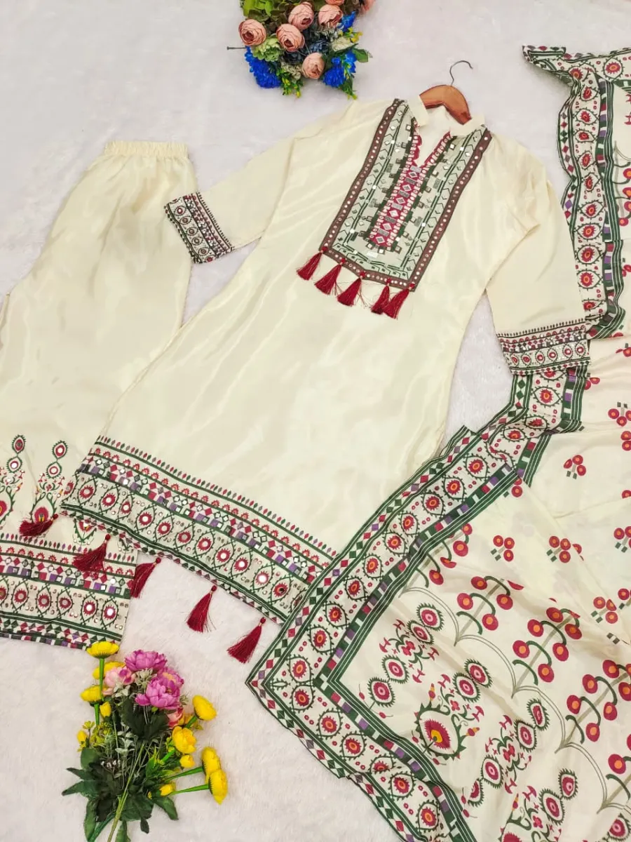 MODERN CHINON SILK DIGITAL PRINT + REAL MIRROR WORK TOP PALAZZO WITH DUPATTA FESTIVE WEAR WHOLESALE PRICE ETHNIC GARMENT (5)