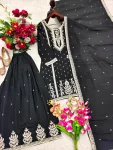 MODERN CHINON SILK EMBROIDERY CODING, MULTI THREAD, SEQUENCE WITH HAND MIRROR DIAMOND WORK TOP PALAZZO WITH DUPATTA FESTIVE WEAR WHOLESALE PRICE ETHNIC GARMENT (7)