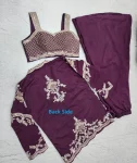 MODERN CHINON SILK EMBROIDERY DORI SEQUENCE WORK CHOLI JACKET WITH PALAZZO SET DESIGNER WEAR WHOLESALE PRICE ETHNIC GARMENT (2)