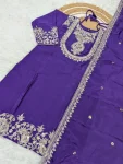 MODERN CHINON SILK SEQUENCE CODING EMBROIDERY WORK TOP BOTTOM WITH DUPATTA FESTIVE WEAR WHOLESALE PRICE ETHNIC GARMENT (10)