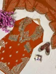 MODERN CHINON SILK THREAD & SEQUENCE EMBROIDERY WORK TOP, BLOUSE ,BOTTOM AND WITH DUPATTA PARTY WEAR WHOLESALE PRICE ETHNIC GARMENT (7)