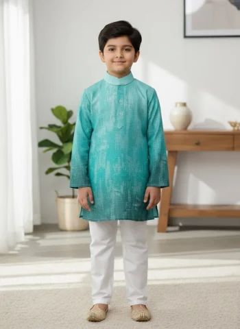 MODERN COTTON EMBROIDERY WORK KID'S KURTA PAYJAMA RAMA