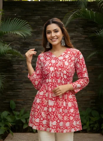 MODERN COTTON PRINTED ONLY TOP RED
