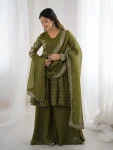 MODERN CRUNCHY SILK EMBROIDERY SEQUENCE WORK TOP PALAZZO WITH DUPATTA FESTIVE WEAR WHOLESALE PRICE ETHNIC GARMENT (5)