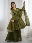 MODERN CRUNCHY SILK EMBROIDERY SEQUENCE WORK TOP PALAZZO WITH DUPATTA FESTIVE WEAR WHOLESALE PRICE ETHNIC GARMENT (5)