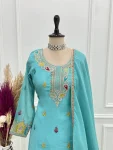 MODERN CRUNCHY SILK EMBROIDERY SEQUENCE,THREAD AND JARI WORK TOP PALAZZO WITH DUPATTA FESTIVE WEAR WHOLESALE PRICE ETHNIC GARMENT (14)