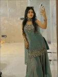 MODERN FANDY SILK EMBROIDERY SEQUENCE WORK TOP PALAZZO WITH DUPATTA RAMA