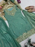 MODERN FANDY SILK EMBROIDERY SEQUENCE WORK TOP PALAZZO WITH DUPATTA WEDDING WEAR WHOLESALE PRICE ETHNIC GARMENT (12)