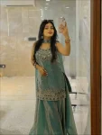 MODERN FANDY SILK EMBROIDERY SEQUENCE WORK TOP PALAZZO WITH DUPATTA WEDDING WEAR WHOLESALE PRICE ETHNIC GARMENT (12)