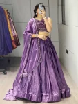 MODERN FENDY BEADS WORK LEHENGA CHOLI WITH DUPATTA PURPLE