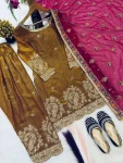 MODERN FENDY CRUSH SILK EMBROIDERY THREAD & SEQUENCE WORK TOP PATIYALA WITH DUPATTA FESTIVE WEAR WHOLESALE PRICE ETHNIC GARMENT (6)