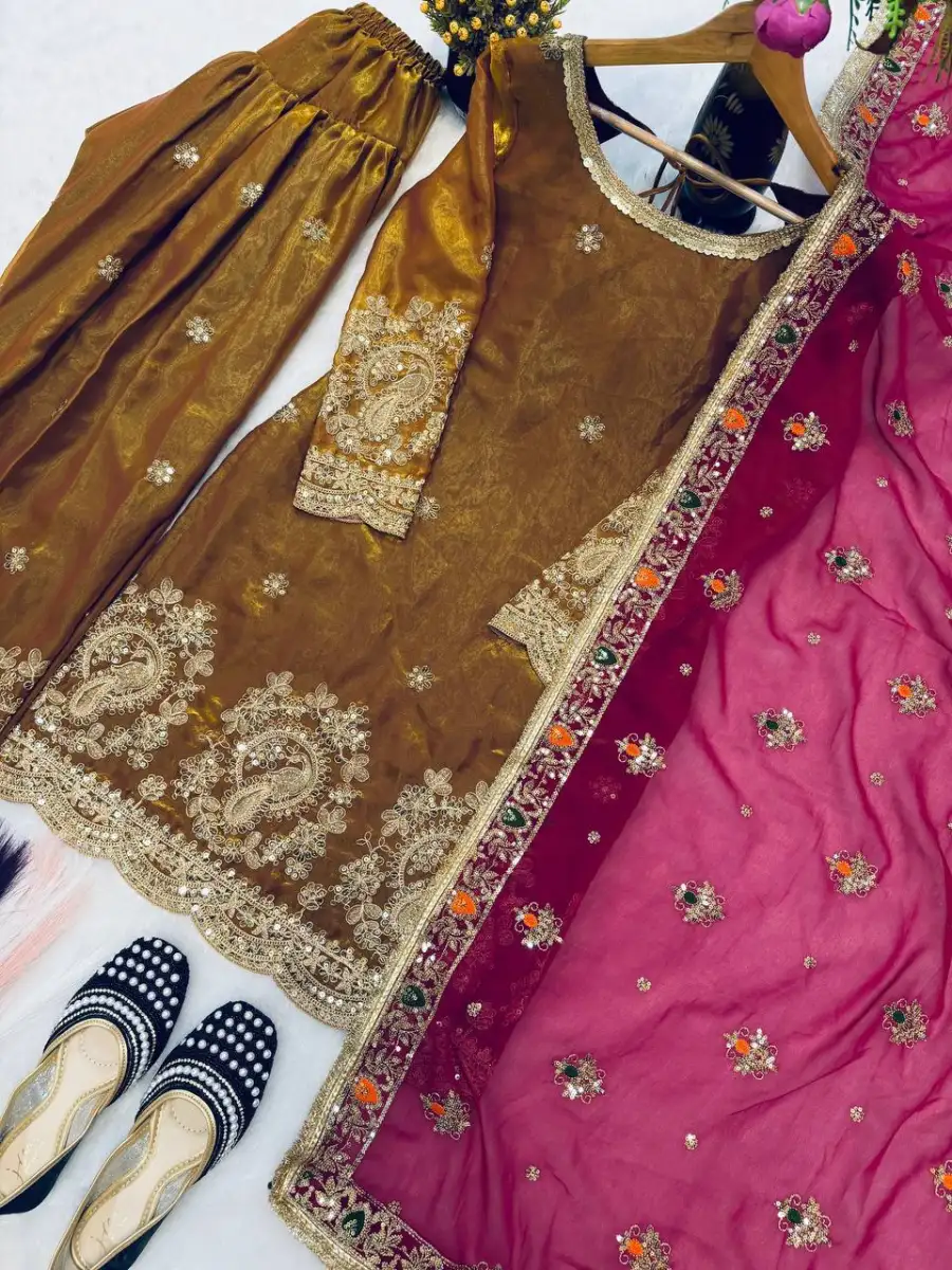 MODERN FENDY CRUSH SILK EMBROIDERY THREAD & SEQUENCE WORK TOP PATIYALA WITH DUPATTA FESTIVE WEAR WHOLESALE PRICE ETHNIC GARMENT (13)