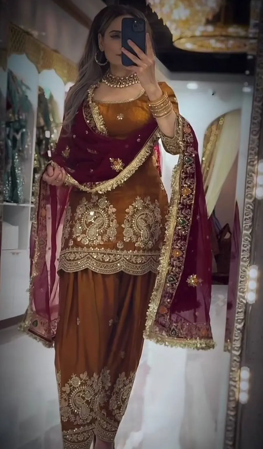 MODERN FENDY CRUSH SILK EMBROIDERY THREAD & SEQUENCE WORK TOP PATIYALA WITH DUPATTA FESTIVE WEAR WHOLESALE PRICE ETHNIC GARMENT (5)