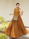MODERN FENDY PLAIN LEHENGA CHOLI WITH BEADS WORK FRONT AND BACK WITH ARC BORDER WORK KOTI WEDDING WEAR WHOLESALE PRICE ETHNIC GARMENT (9)