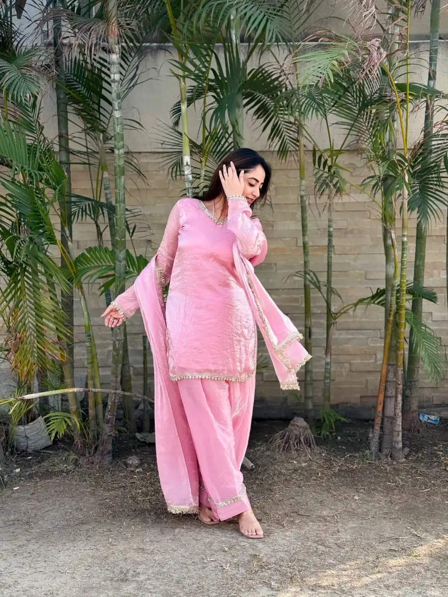 MODERN FENDY SATIN SILK HAND MADE REAL MIRROR PEARL MOTI LACE WORK TOP PATIYALA WITH DUPATTA FESTIVE WEAR WHOLESALE PRICE ETHNIC GARMENT (5)