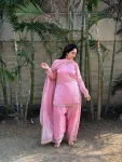 MODERN FENDY SATIN SILK HAND MADE REAL MIRROR PEARL MOTI LACE WORK TOP PATIYALA WITH DUPATTA FESTIVE WEAR WHOLESALE PRICE ETHNIC GARMENT (9)